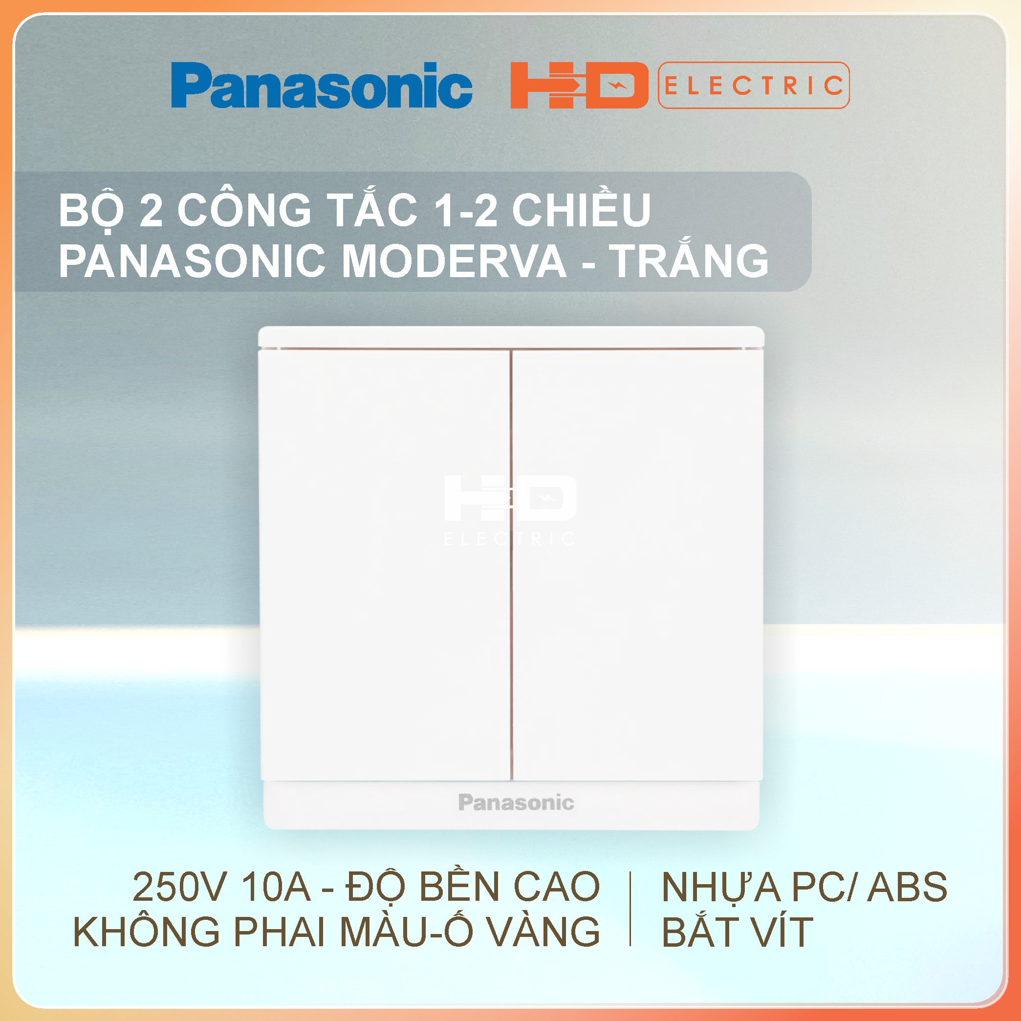 Bộ 2 công tắc 1 chiều Panasonic Moderva WMF503-VN - Màu Trắng, Bắt vít